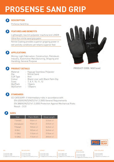 Pro Choice Prosense Sandy Grip Gloves - 6 or 12 Pairs in 2 size options