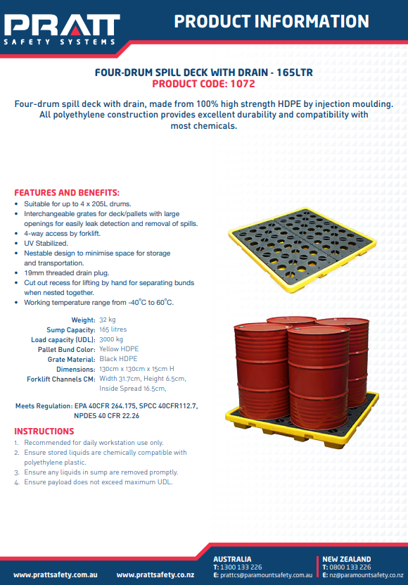 Pratt Low Profile Spill Deck - 1, 2 and 4 Drum Storage