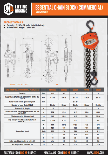 Linq Chain Block Commercial Capacity - Various Tonne Capacity and Length