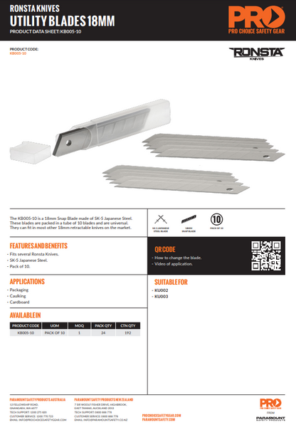 Ronsta Utility Knives Replacement Blades