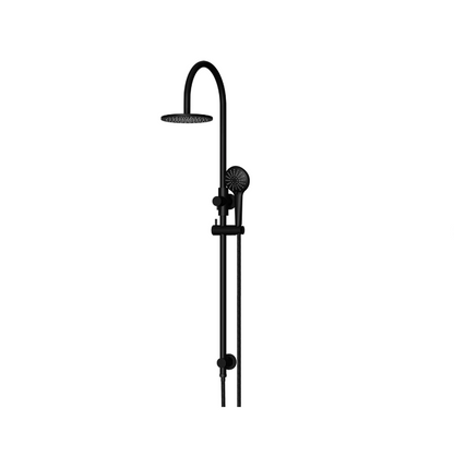 Meir Round GooseNeck Shower Set 200mm Rose + 3 Function Hand Shower