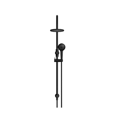 Meir Round GooseNeck Shower Set 200mm Rose + 3 Function Hand Shower