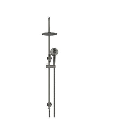 Meir Round GooseNeck Shower Set 200mm Rose + 3 Function Hand Shower