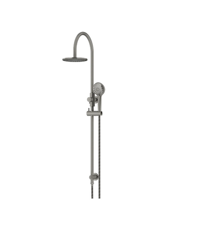 Meir Round GooseNeck Shower Set 200mm Rose + 3 Function Hand Shower
