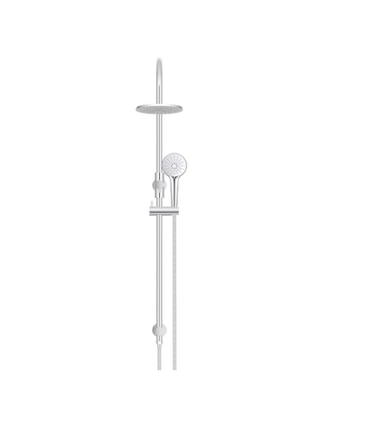 Meir Round GooseNeck Shower Set 200mm Rose + 3 Function Hand Shower