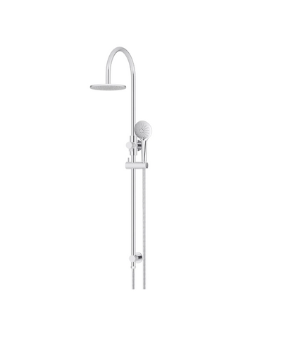 Meir Round GooseNeck Shower Set 200mm Rose + 3 Function Hand Shower