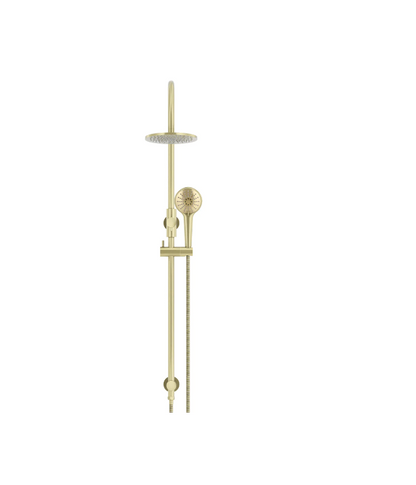 Meir Round GooseNeck Shower Set 200mm Rose + 3 Function Hand Shower