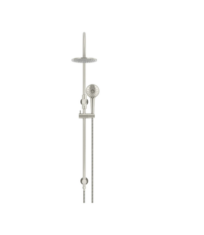Meir Round GooseNeck Shower Set 200mm Rose + 3 Function Hand Shower