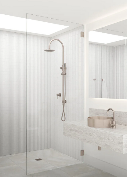 Meir Round Gooseneck Shower Set 200mm Rose + Single Function Hand Shower - Various Colour Finishes