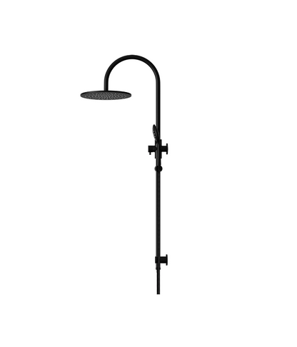 Meir Round GooseNeck Shower Set 300mm Rose + 3 Function Hand Shower