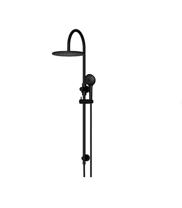 Meir Round GooseNeck Shower Set 300mm Rose + 3 Function Hand Shower
