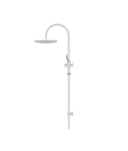 Meir Round GooseNeck Shower Set 300mm Rose + 3 Function Hand Shower