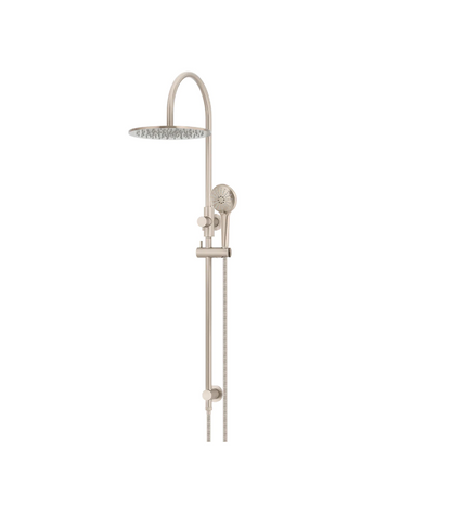 Meir Round GooseNeck Shower Set 300mm Rose + 3 Function Hand Shower
