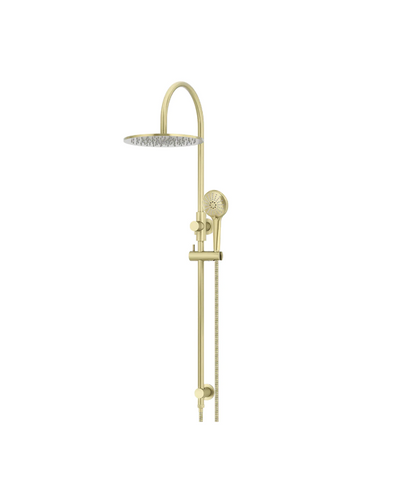 Meir Round GooseNeck Shower Set 300mm Rose + 3 Function Hand Shower