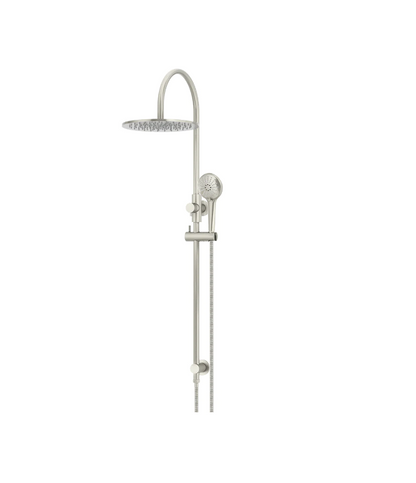 Meir Round GooseNeck Shower Set 300mm Rose + 3 Function Hand Shower
