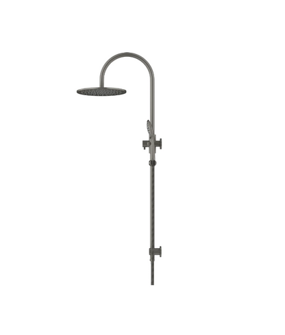 Meir Round GooseNeck Shower Set 300mm Rose + 3 Function Hand Shower