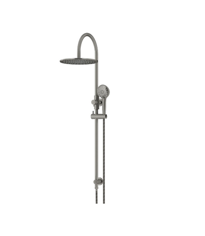 Meir Round GooseNeck Shower Set 300mm Rose + 3 Function Hand Shower