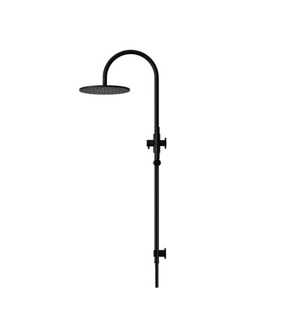 Meir Round GooseNeck Shower Set 300mm Rose + Single Function Hand Shower