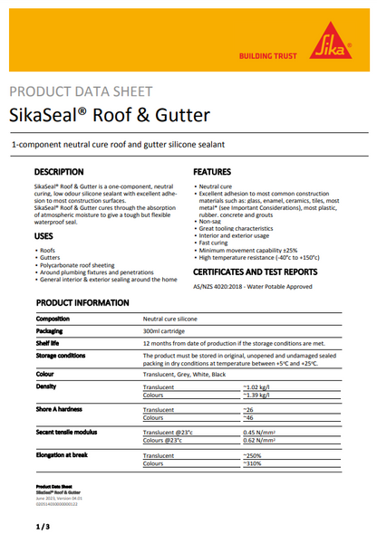SikaSeal Roof & Gutter Sealant 300ml - Box of 12