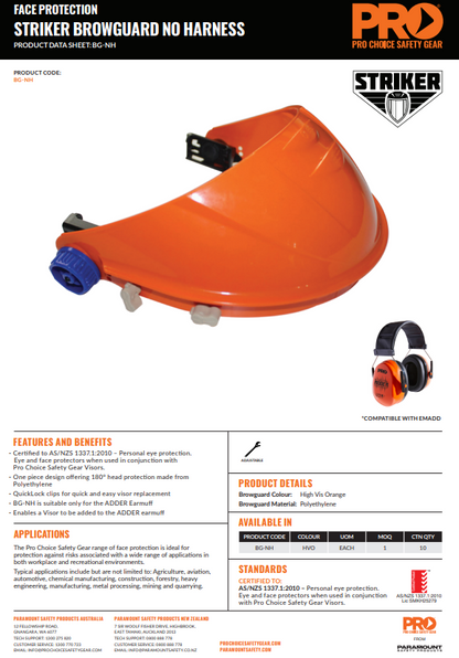 Pro Choice Adder Earmuffs and Striker Browguards with Visor Combo