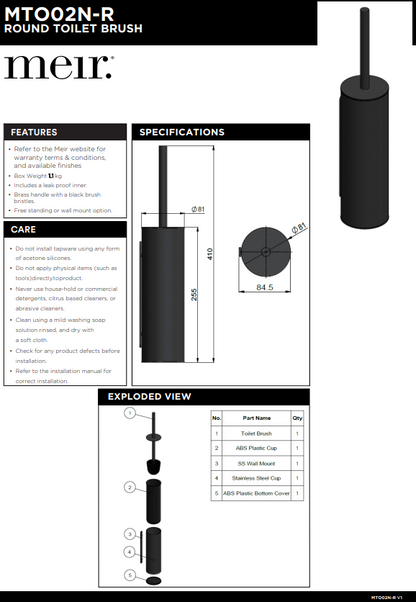 Meir Round Toilet Brush & Holder - Various Colour Finishes