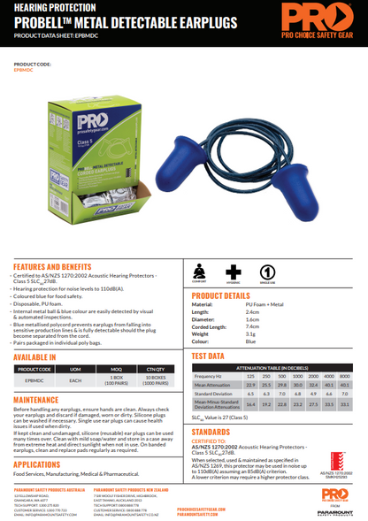 Pro Choice ProBell Disposable Corded and Uncorded Earplugs - Various Pack Quantities