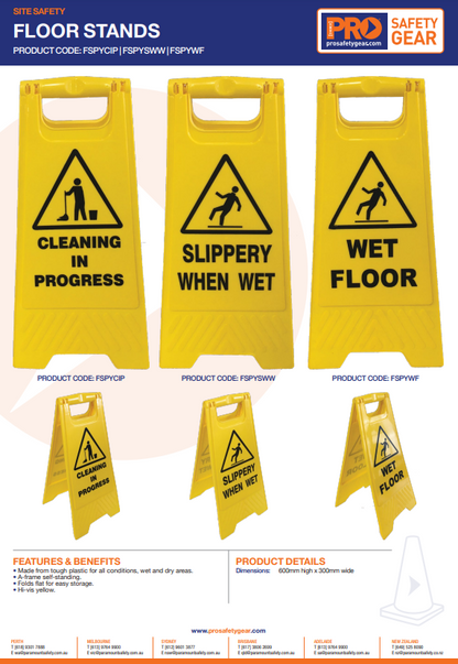 Pro Choice Yellow Floor Stand CLEANING IN PROGRESS