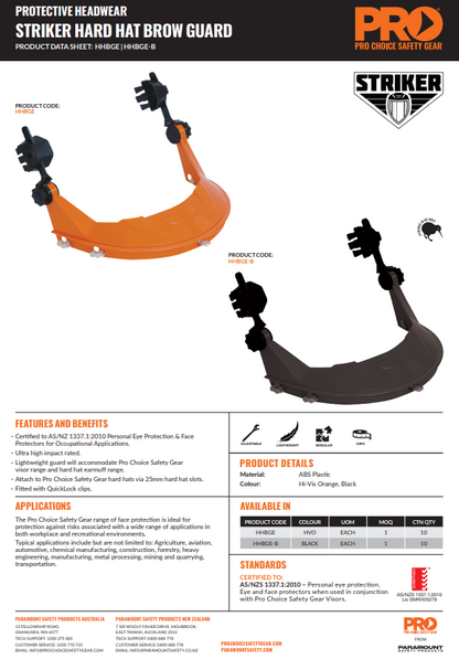 Pro Choice Visors to Suit Browguards BG & HHBGE with Clear, Smoke or Shade 5 Lenses