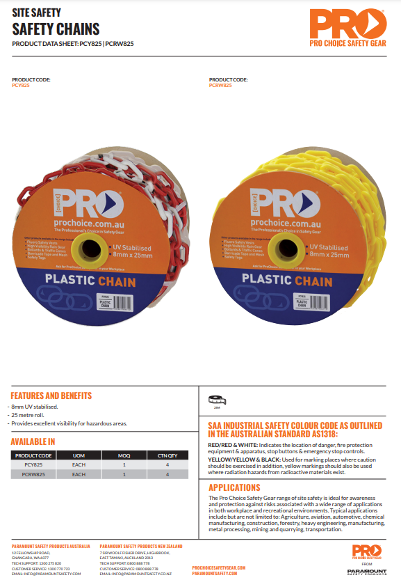 Pro Choice Plastic Safety Chain 8mm x 25m - 2 Colour Options