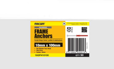 Macsim Hex Head Frame Anchor Galvanised - Box of 50 - Various Sizes