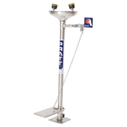 Pratt Fixed Pedestal Mounted Eye Wash Stations - Foot Treadle, Eye Face Wash and Bowl Options