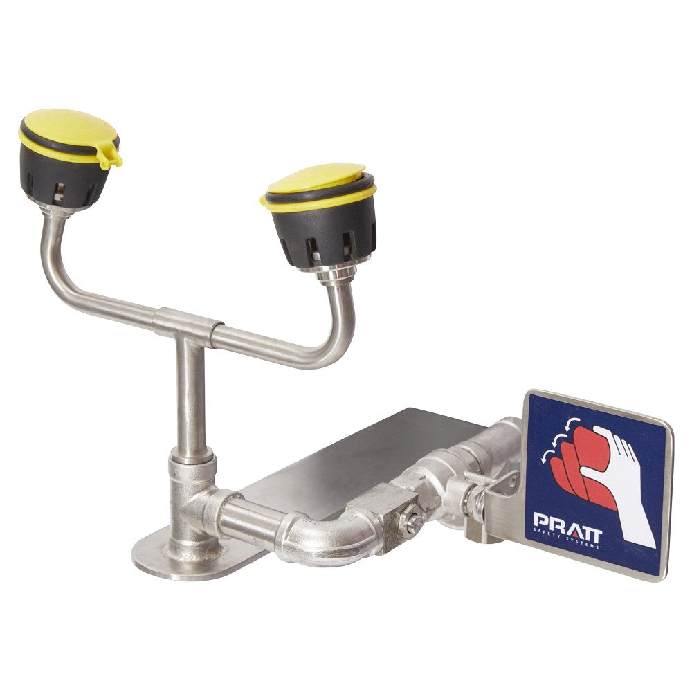 Pratt Fixed Wall Mounted Emergency Eye Wash Units - Foot Treadle, Eye Face Wash and Bowl Options