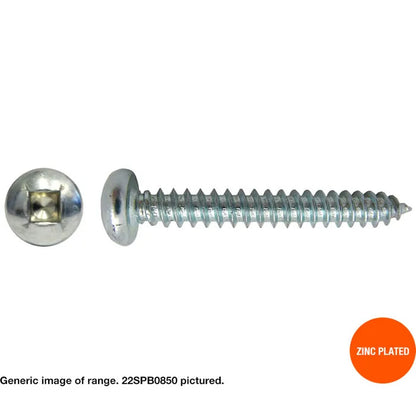 Macsim Pan Head Self Tapping Screws (Square Drive) Zinc Plated - Box of 1000 - Various Sizes