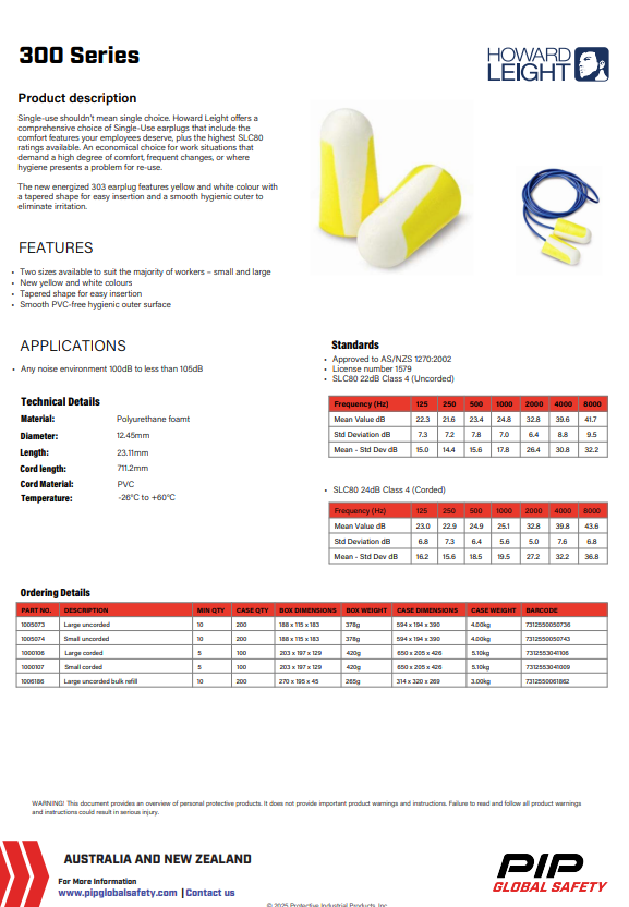 Howard Leight Disposable Earplugs Corded/Uncorded