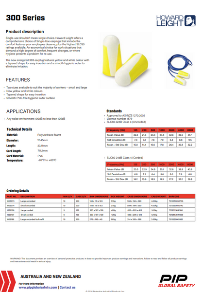 Howard Leight Disposable Earplugs Corded/Uncorded