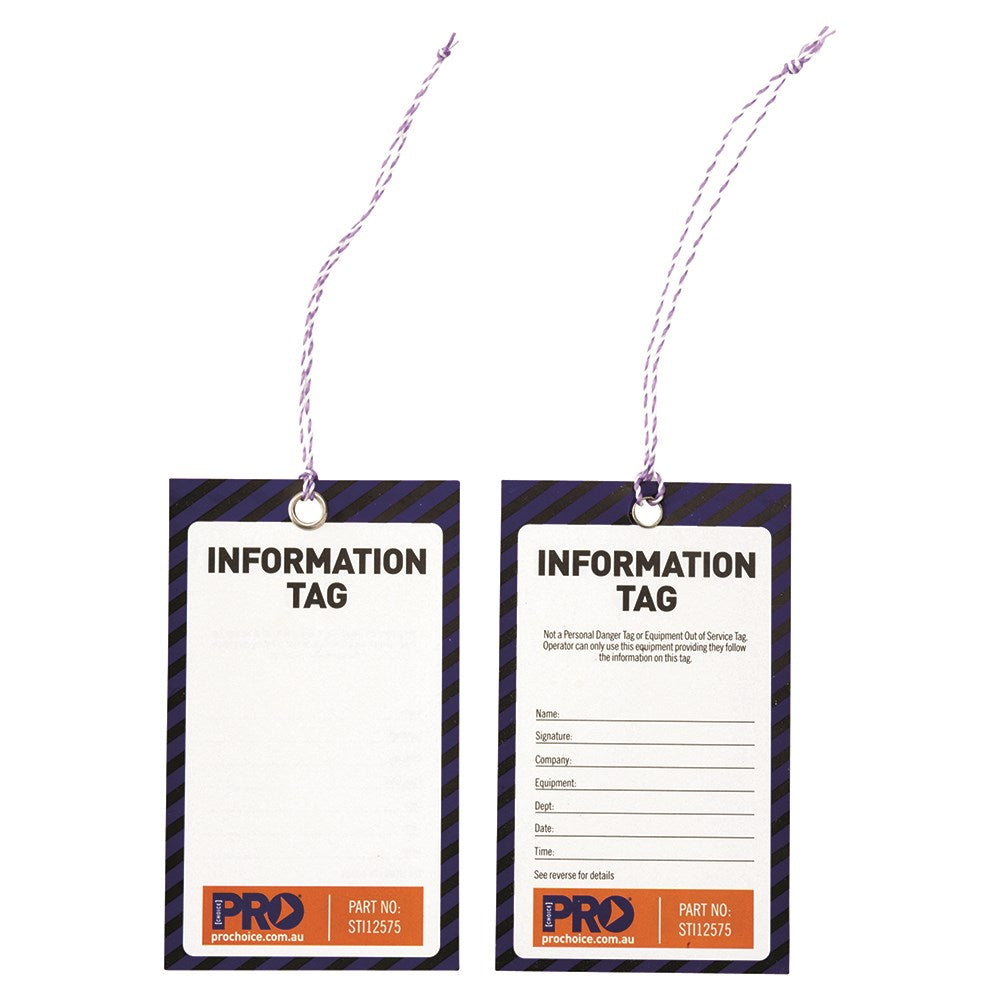 Pro Choice Site Safety Tags - Information, Danger or Caution Pack of 100