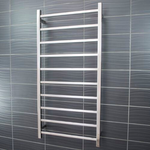 Radiant Heated Towel Rail (STR02) 600mm x 1200mm - 10 bars (SQUARE) - BOTTOM LEFT Power