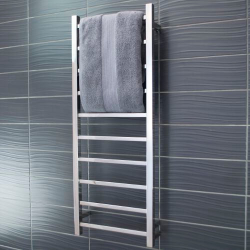 Radiant Heated Towel Rail (STR430) 430mm x 1100mm - 10 bars (SQUARE) - BOTTOM LEFT Power