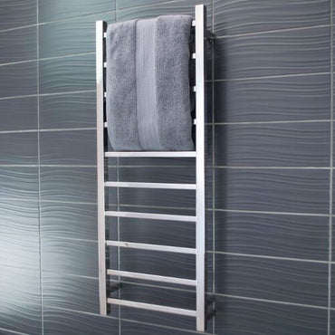 Radiant Heated Towel Rail (STR430) 430mm x 1100mm - 10 bars (SQUARE) - BOTTOM LEFT Power
