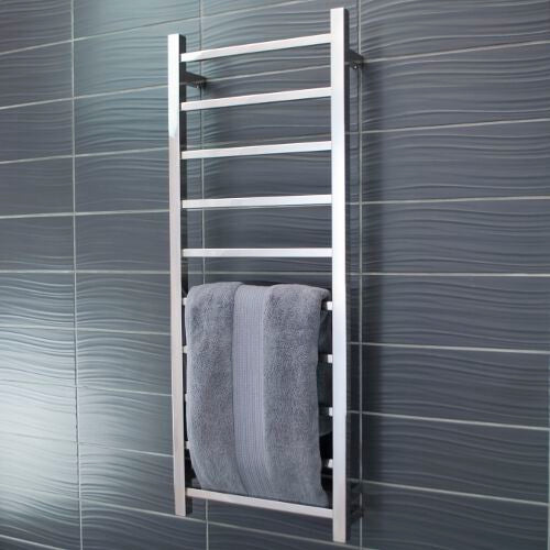 Radiant Heated Towel Rail (STR430) 430mm x 1100mm - 10 bars (SQUARE) - BOTTOM LEFT Power