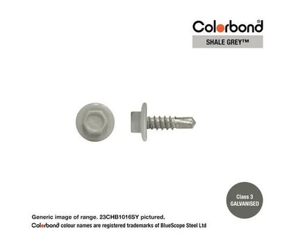 Macsim Hex Washer Face Self Drilling Galvanised PAINTED HEAD Screws - Box of 1000 - Various Sizes and Colours