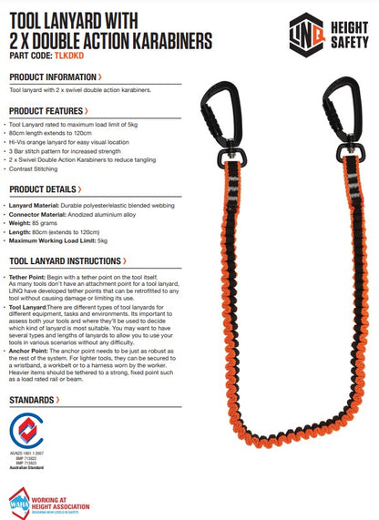 Linq Height Safety Tool Lanyards Webbing Tether - Plus Hardware