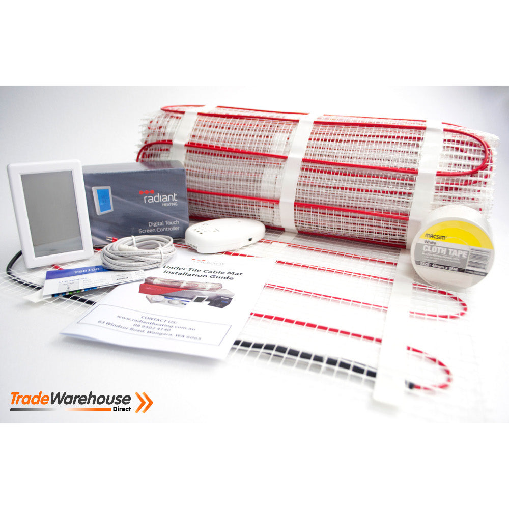 Under Tile Floor Heating Kit - VERTICAL WhiteThermostat