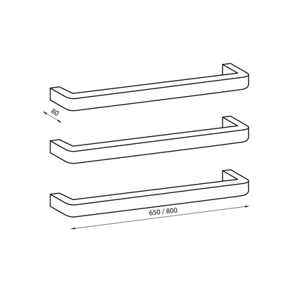 Radiant Single SQUARE WITH ROUNDED ENDS Bar NON-HEATED Towel Rails (NH-VAIL) - Various Widths and Colour Finishes