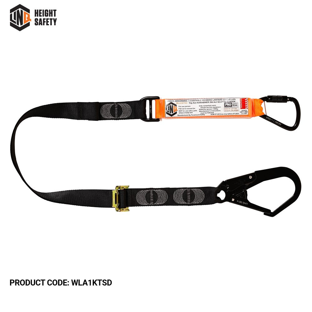 Linq Elite 2m Single Leg Shock Absorbing Adjustable Lanyard - Plus Hardware Made to Order