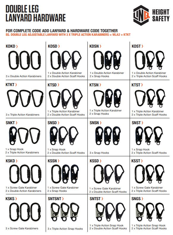 Linq Elite 2m Double Adjustable Lanyard - Made to Order