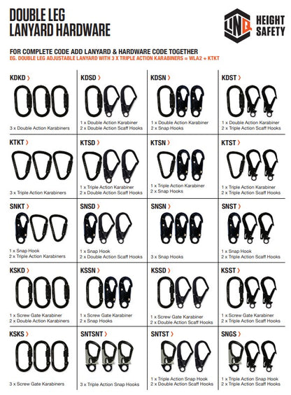 Linq Elite 2m Double Adjustable Lanyard - Made to Order