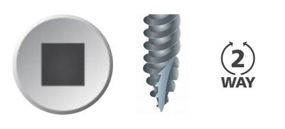 Type 17 Square Drive Decking 304 Stainless Steel Screw Box of 1000